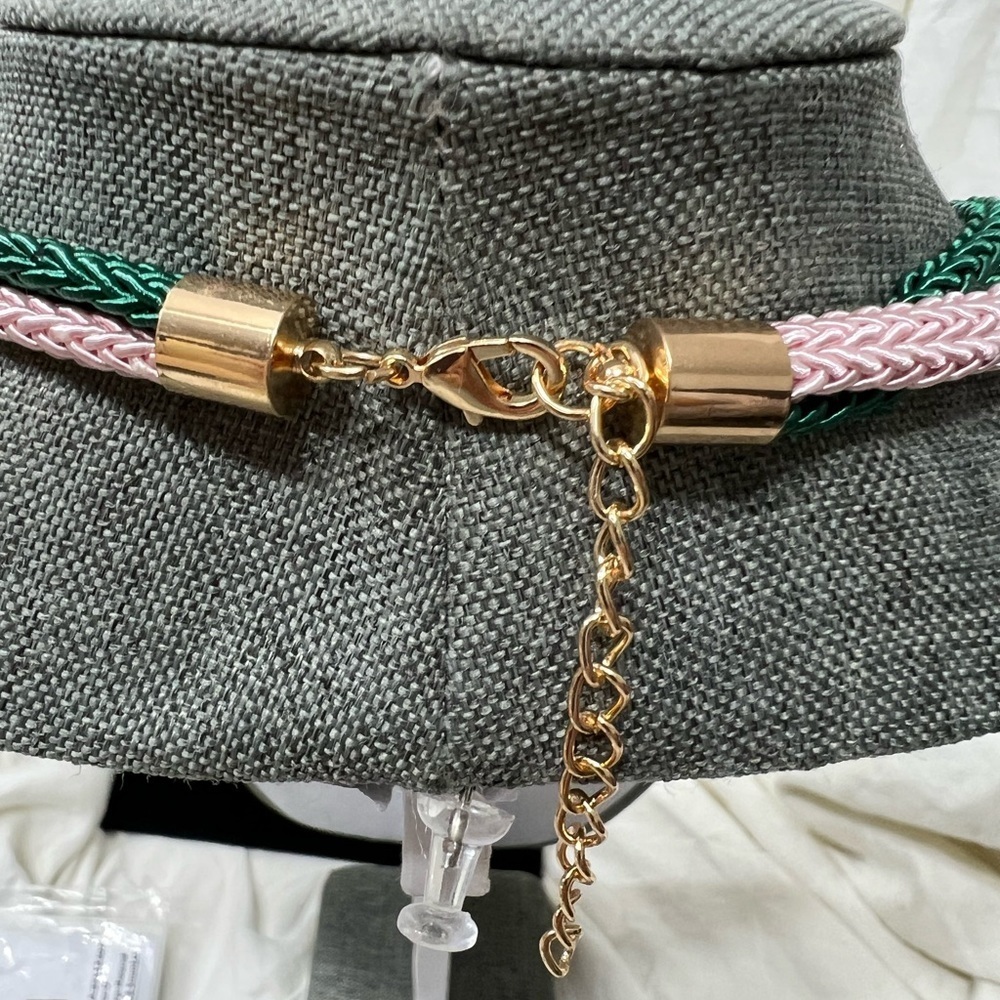Fashion Jewelry Ladys Acrylic Necklace Mixed With Gold Plated Stainless☑️ - Picture 7 of 8